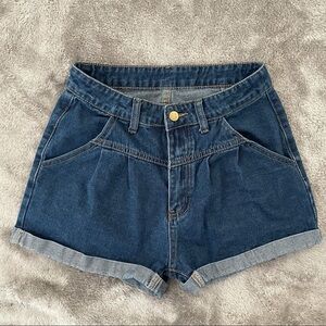 Shein Medium Wash Retro Look Cuffed Jean Shorts Sm